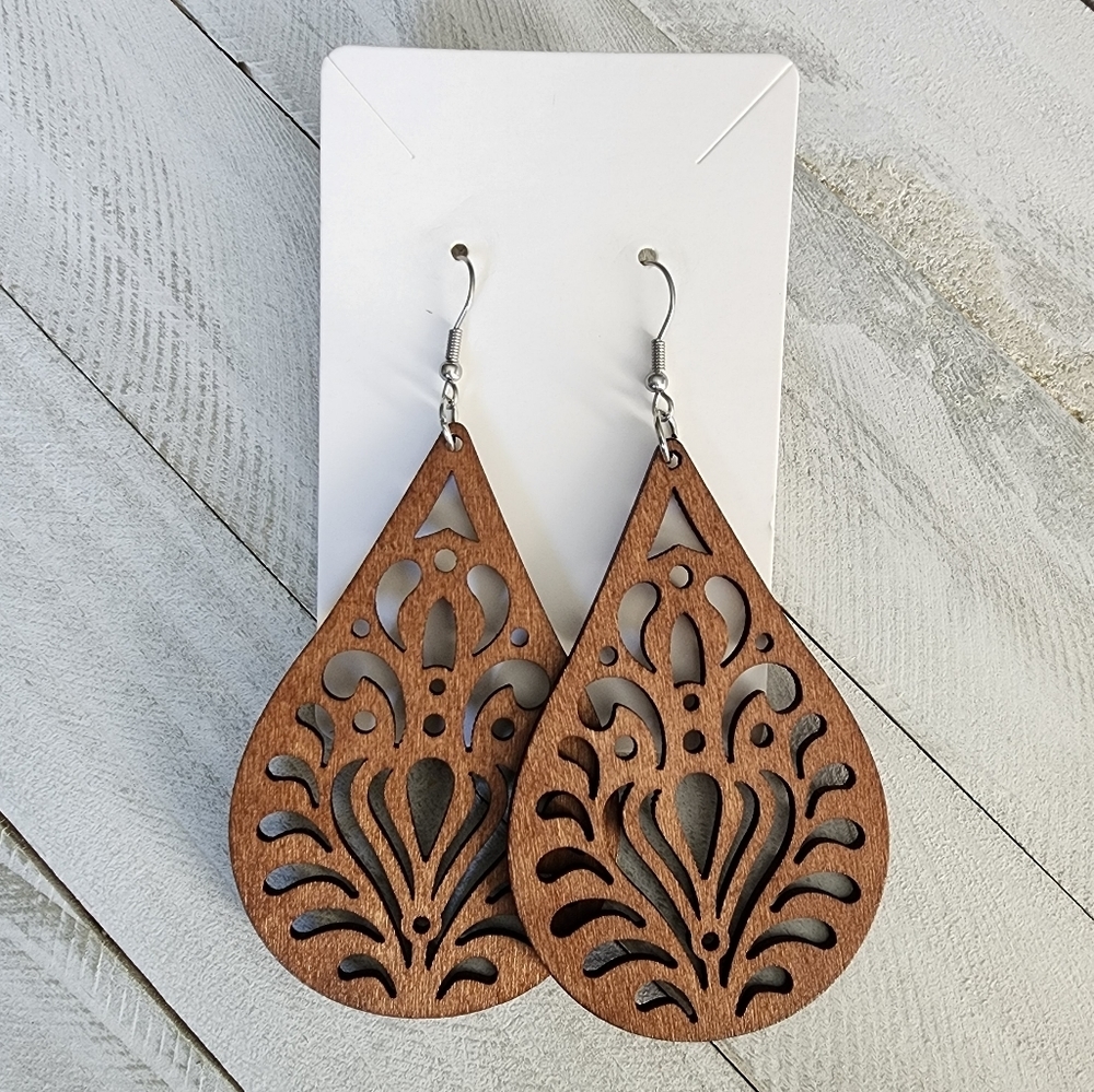 LONG Big Wooden Earrings, Wooden Earrings